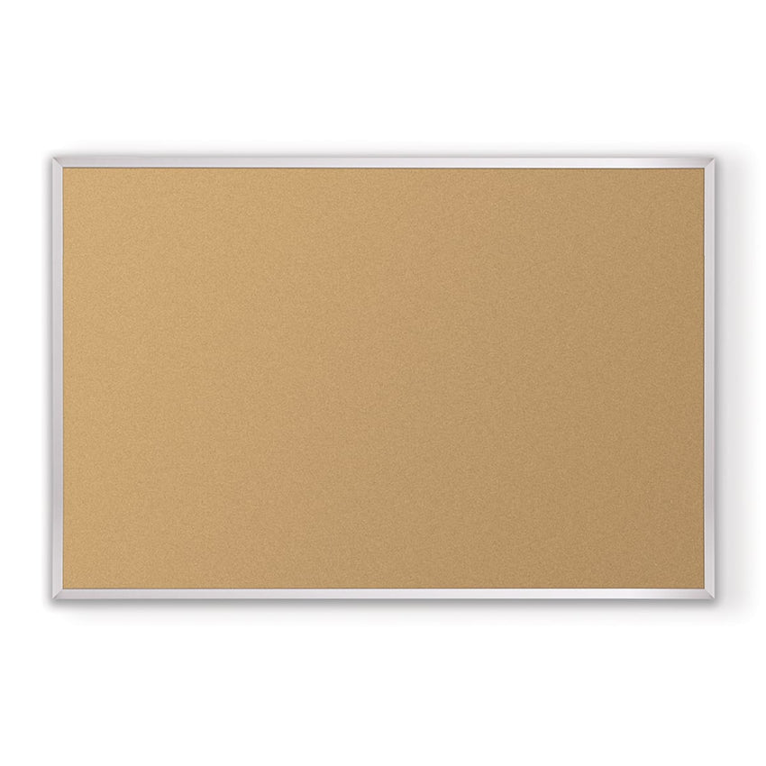 Mooreco Natural Cork - Plate Tackboard - Aluminum Trim - 4'H x 4'W (MOR-303AD) - SchoolOutlet