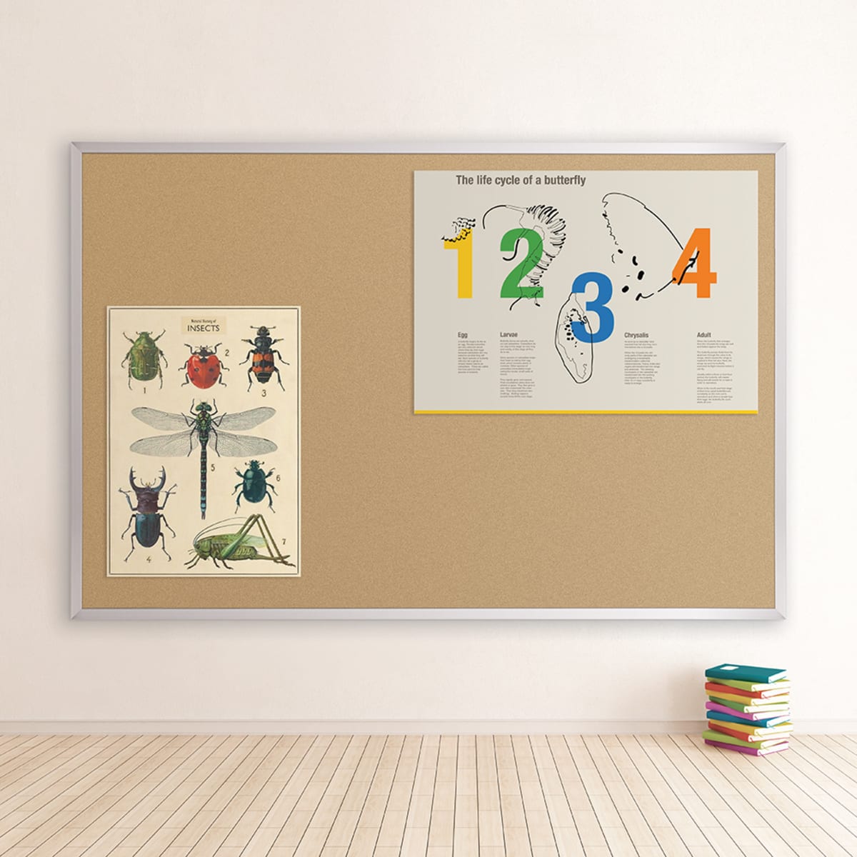 Mooreco Natural Cork - Plate Tackboard - Aluminum Trim - 4'H x 4'W (MOR-303AD) - SchoolOutlet