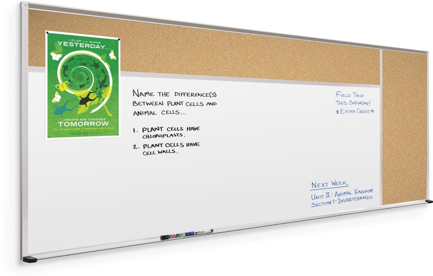 Mooreco Combination Board - Porcelain Steel Markerboard and Natural Cork Tackboard (Type D) - SchoolOutlet
