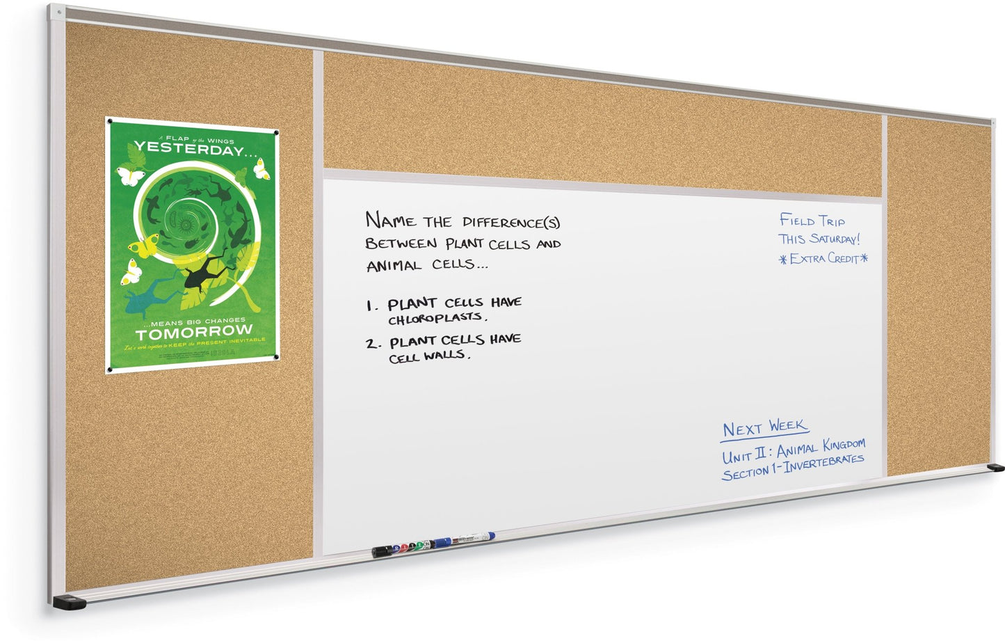 Mooreco Combination Board - Porcelain Steel Markerboard and Natural Cork Tackboard (Type H) - SchoolOutlet