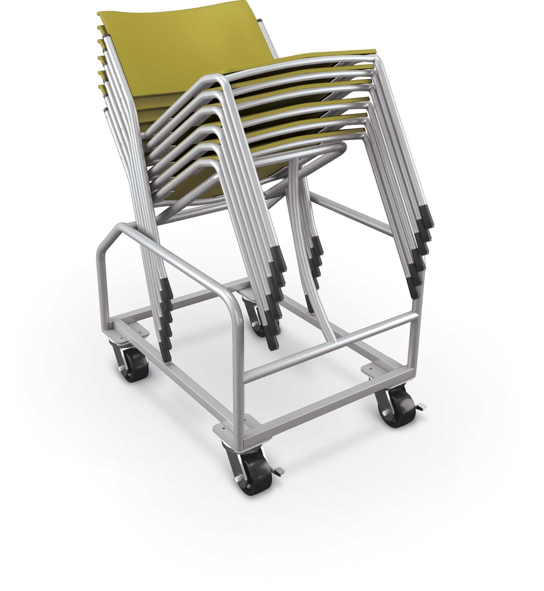 Mooreco Akt 4-Leg Stackable Chairs (Pack of 20) with Stacker Cart - 18" Seat Height with Glides - SchoolOutlet
