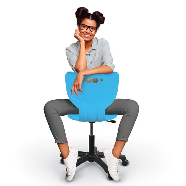Hierarchy 5-Star Height-Adjustable 16.5"-21.5" School Chair - Hard Caster - 53511 - SchoolOutlet