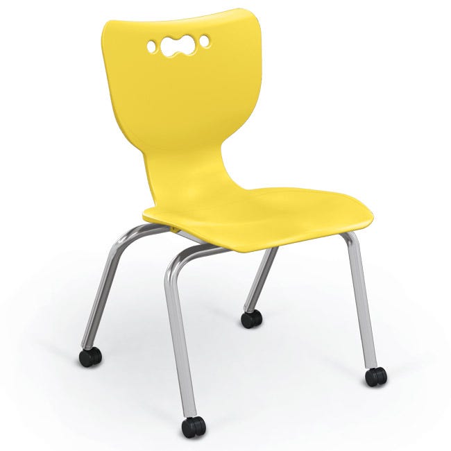 Mooreco Hierarchy 4-Leg Caster Chair ergonomic design w/ Hard Casters - 18" - 54318 - SchoolOutlet