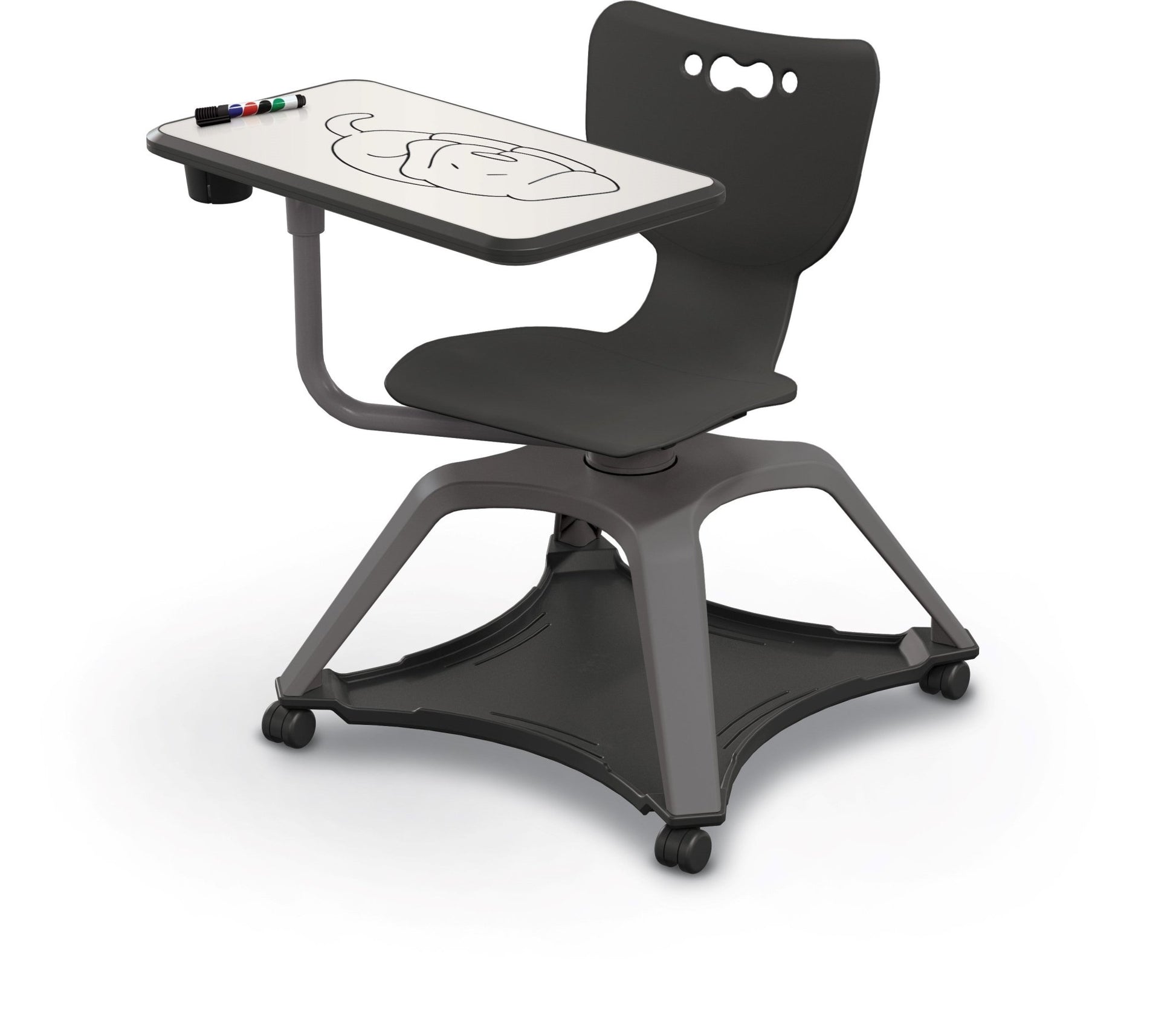 MooreCo Hierarchy Enroll Series Mobile Tablet Arm Chair Desk No Arms (MOR-54325-XXXX-NA-XX-XX ) - SchoolOutlet