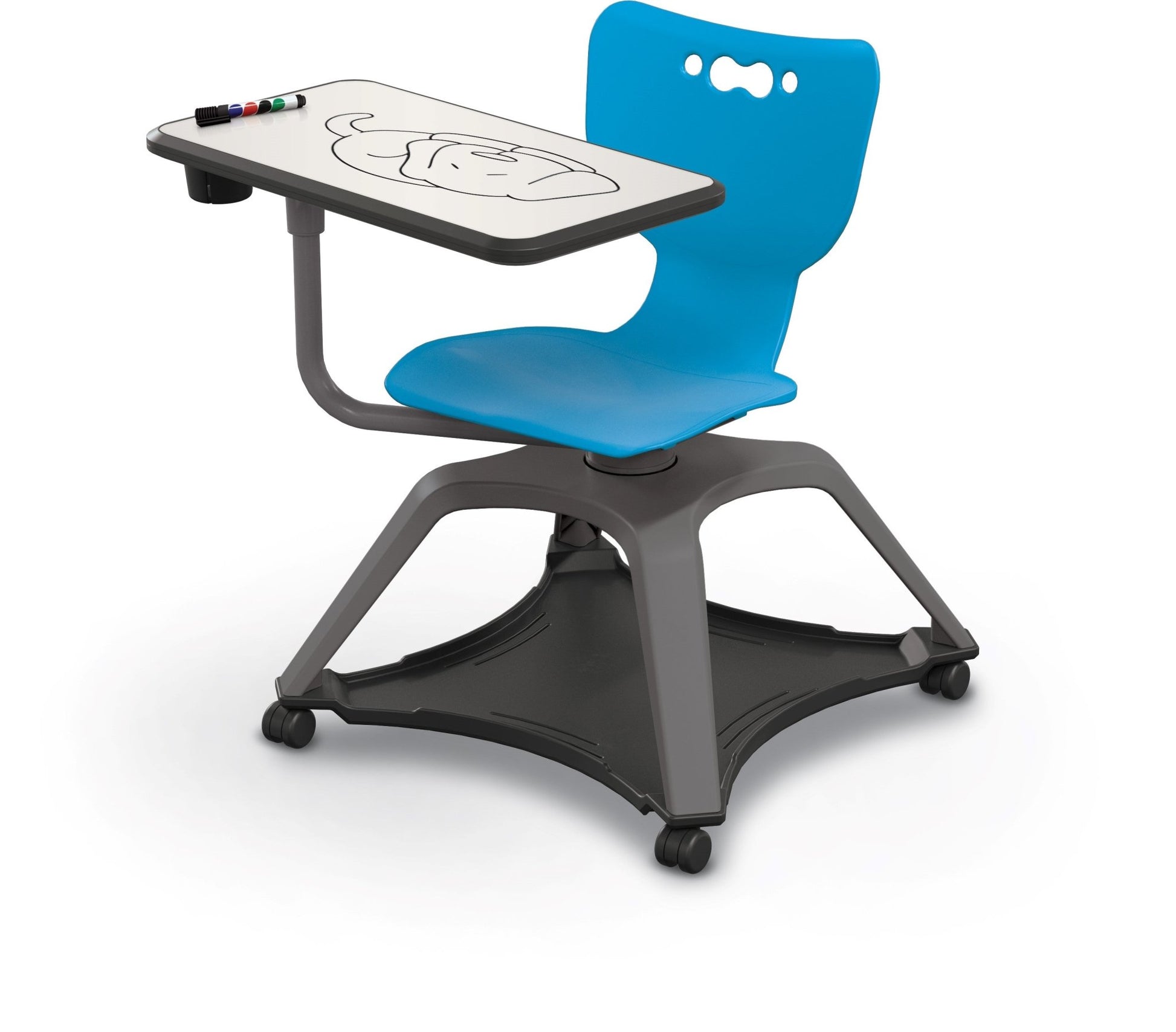 MooreCo Hierarchy Enroll Series Mobile Tablet Arm Chair Desk No Arms (MOR-54325-XXXX-NA-XX-XX ) - SchoolOutlet