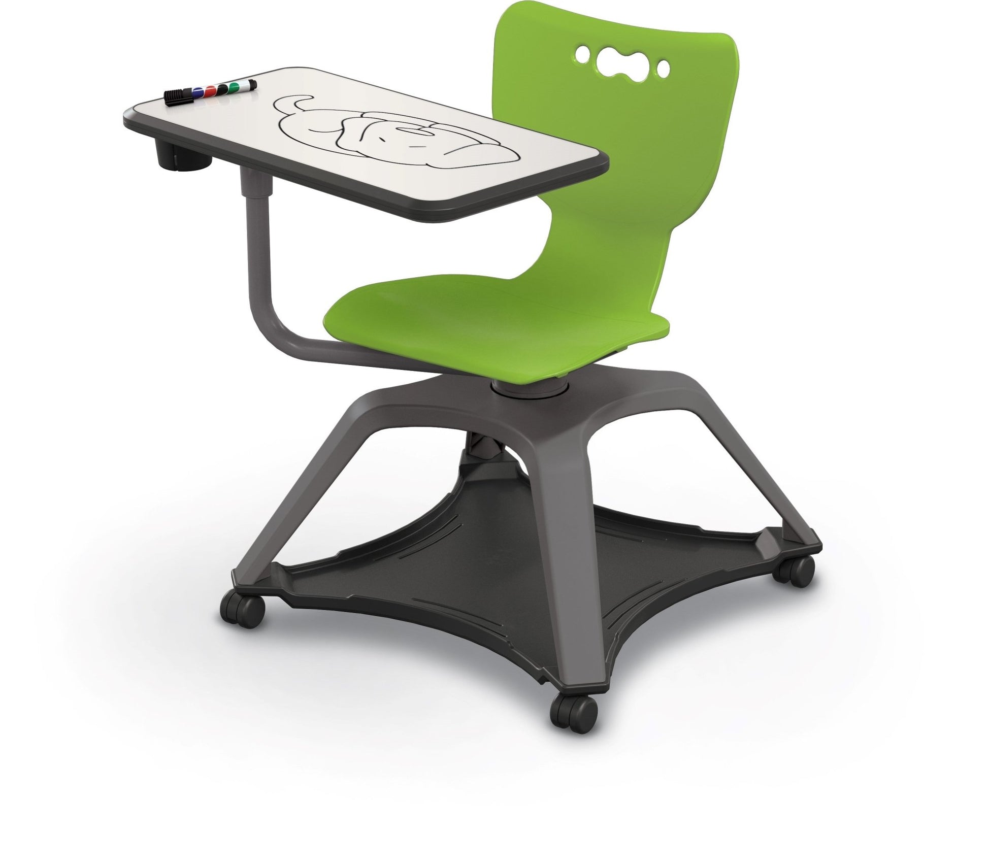 MooreCo Hierarchy Enroll Series Mobile Tablet Arm Chair Desk No Arms (MOR-54325-XXXX-NA-XX-XX ) - SchoolOutlet