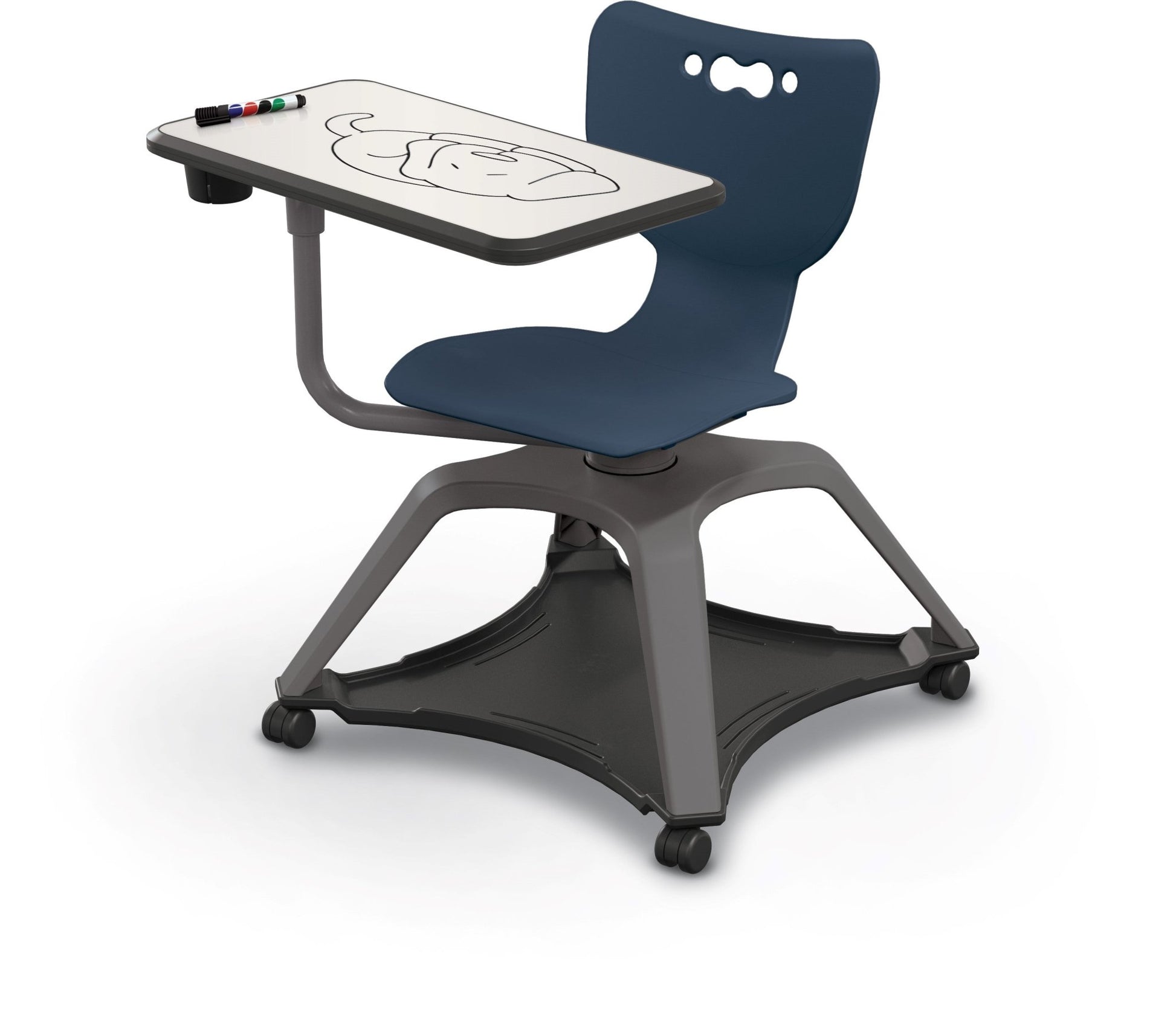 MooreCo Hierarchy Enroll Series Mobile Tablet Arm Chair Desk No Arms (MOR-54325-XXXX-NA-XX-XX ) - SchoolOutlet