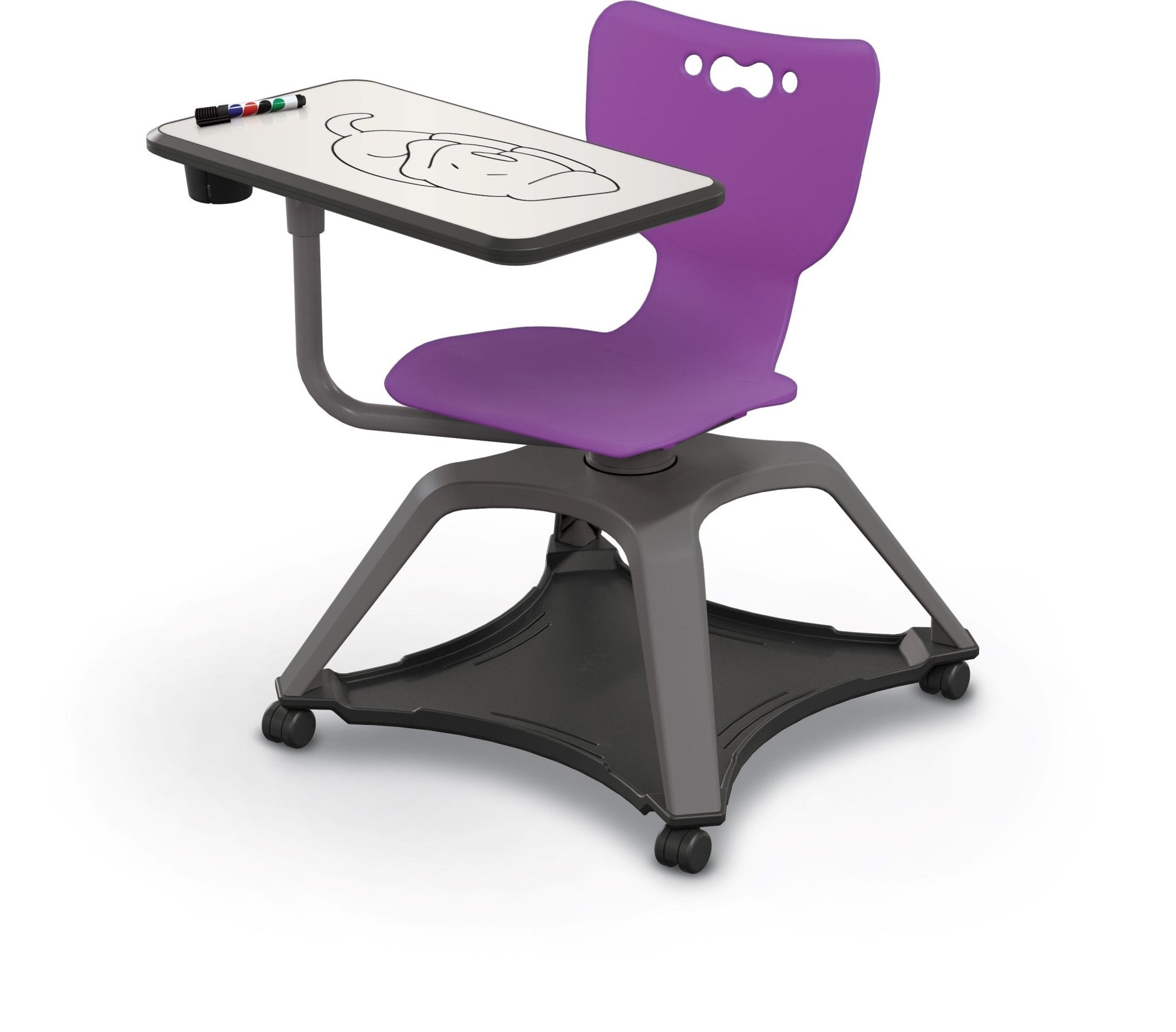 MooreCo Hierarchy Enroll Series Mobile Tablet Arm Chair Desk No Arms (MOR-54325-XXXX-NA-XX-XX ) - SchoolOutlet
