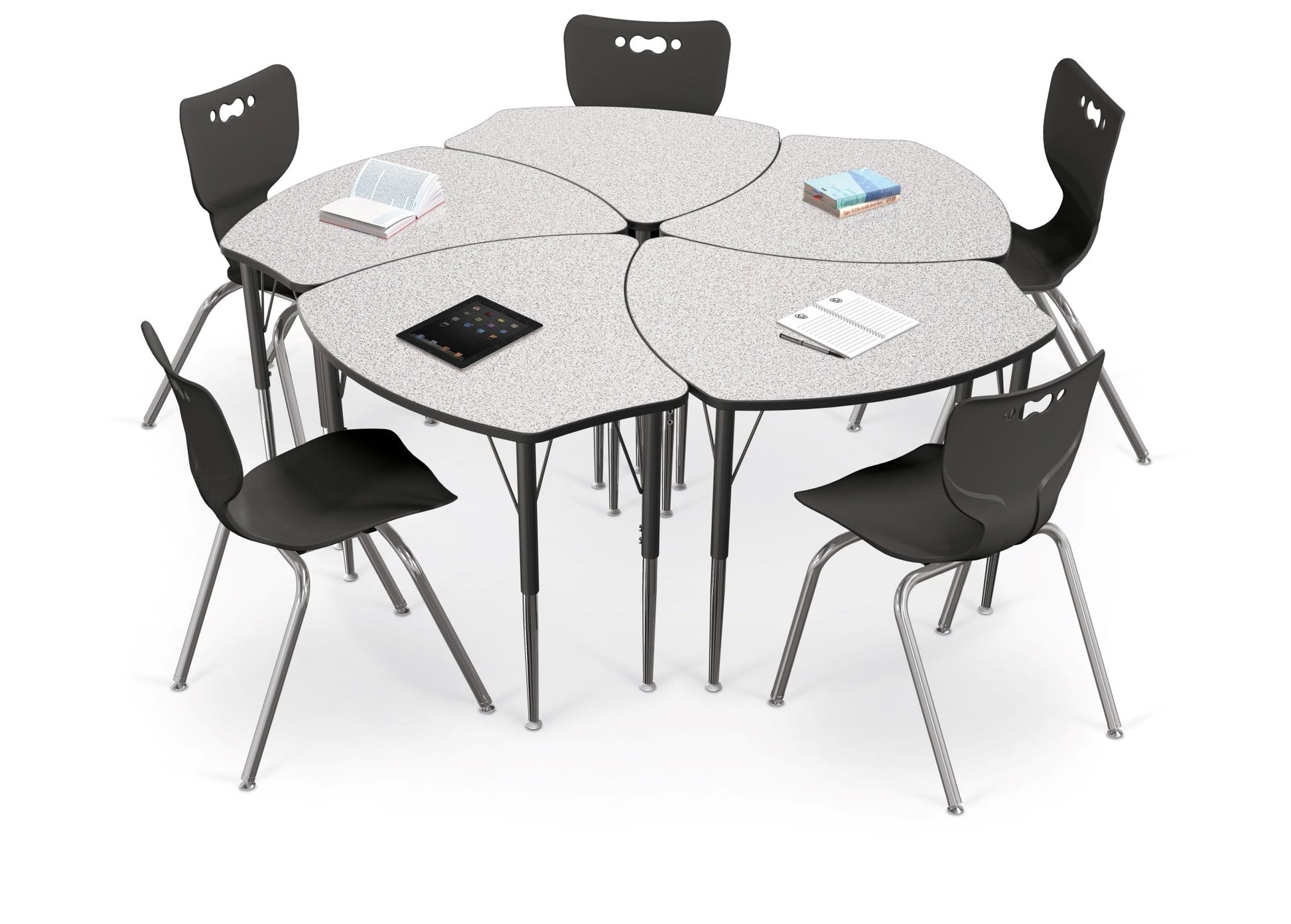 Economy Shapes Desk and 4-leg Hierarchy Chair 18" Armless Shell (Pack of 5) - SchoolOutlet