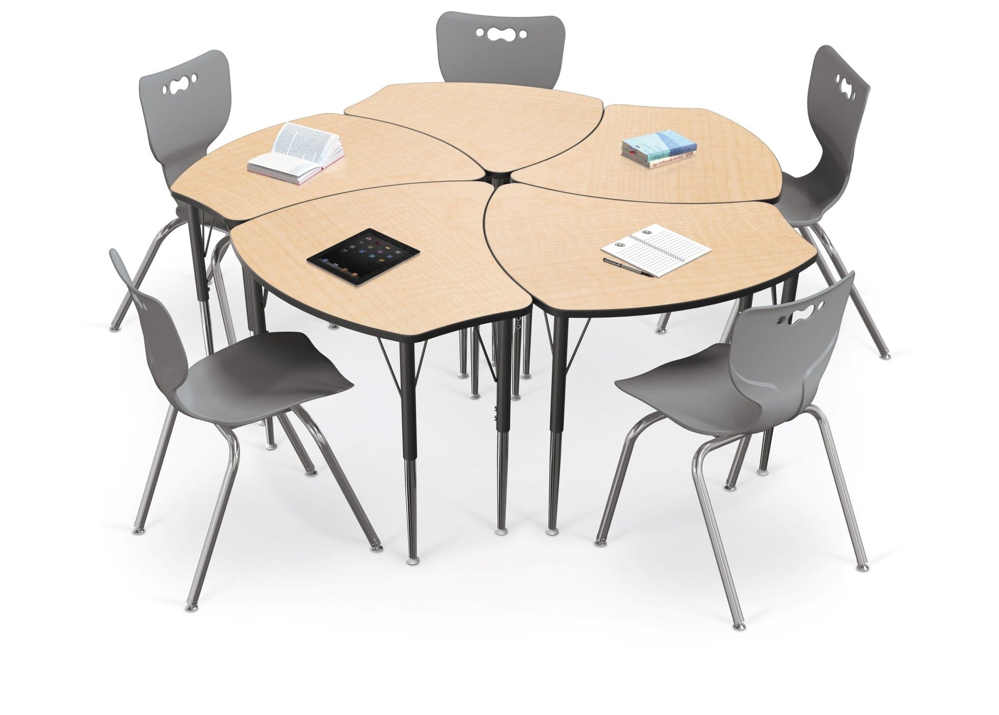 Economy Shapes Desk and 4-leg Hierarchy Chair 18" Armless Shell (Pack of 5) - SchoolOutlet