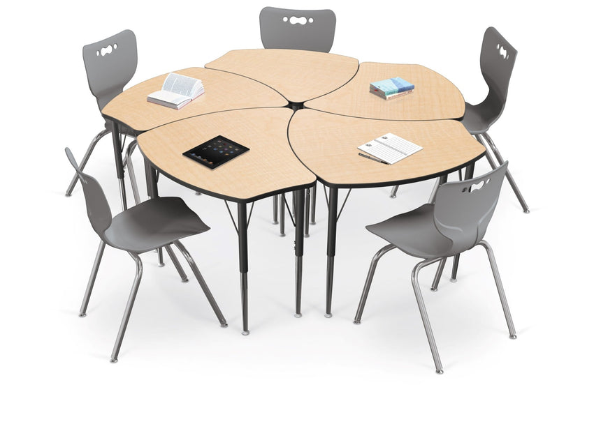 Economy Shapes Desk and 4-leg Hierarchy Chair 18" Armless Shell (Pack of 5) - SchoolOutlet