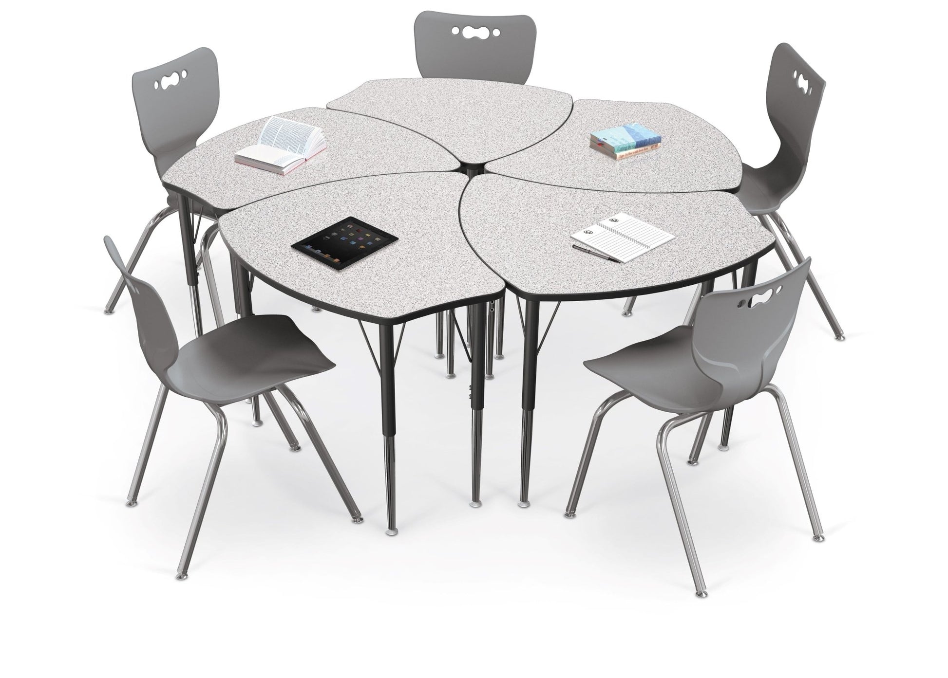 Economy Shapes Desk and 4-leg Hierarchy Chair 18" Armless Shell (Pack of 5) - SchoolOutlet