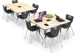 Economy Rectangle Desk and 4-leg Hierarchy Chair 18" Armless Shell (Pack of 8)
