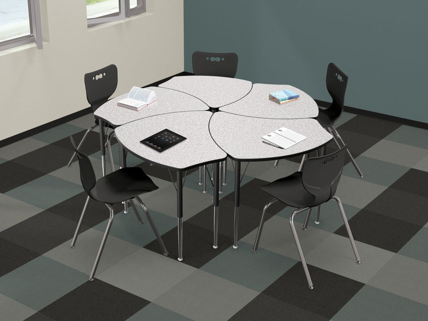 Economy Shapes Desk and 4-leg Hierarchy Chair 18" Armless Shell (Pack of 5) - SchoolOutlet