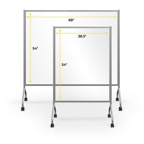 MooreCo 625XX-CLEAR - Essentials Mobile Clear Divider 71.8"H x 42"W or 71.7"W x 21"D - Clear Panel Platinum - SchoolOutlet