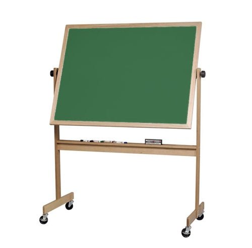 Mooreco Porcelain Chalkboard both sides - Light Oak Wood Frame - 4' H x 6' W (Mooreco 668WG-EE) - SchoolOutlet