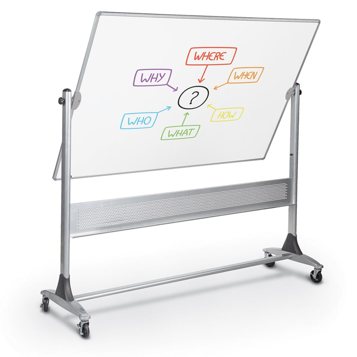 Mooreco Mobile Reversible Board Dura-Rite Markerboard - Both Sides 4'H x 6'W (MOR-669RG-HH) - SchoolOutlet