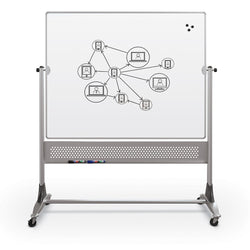 Mooreco Mobile Reversible Board Dura-Rite Markerboard - Both Sides 4'H x 6'W (MOR-669RG-HH)