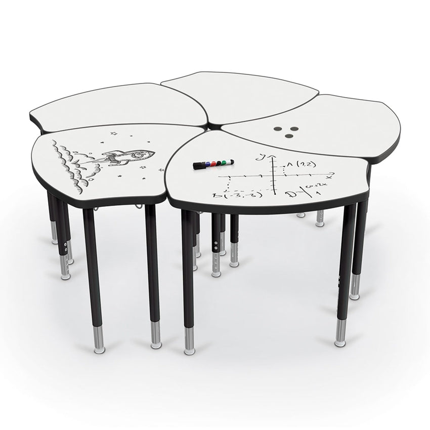 MooreCo Hierarchy Shapes Dry Erase Stand Up Desk + Porcelain Steel Whiteboard Top, Standing Platinum Leg (MOR-70523S) - SchoolOutlet