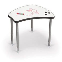 MooreCo Hierarchy Shapes Dry Erase Stand Up Desk + Porcelain Steel Whiteboard Top, Standing Platinum Leg (MOR-70523S)