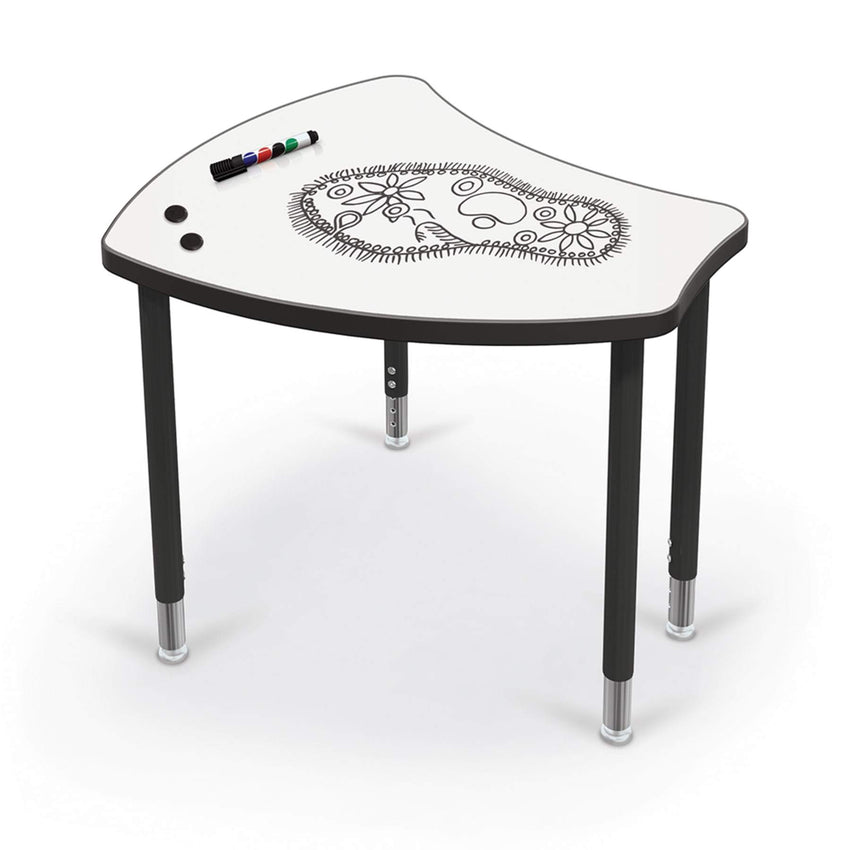MooreCo Hierarchy Shapes Dry Erase Stand Up Desk + Porcelain Steel Whiteboard Top, Standing Platinum Leg (MOR-70523S) - SchoolOutlet