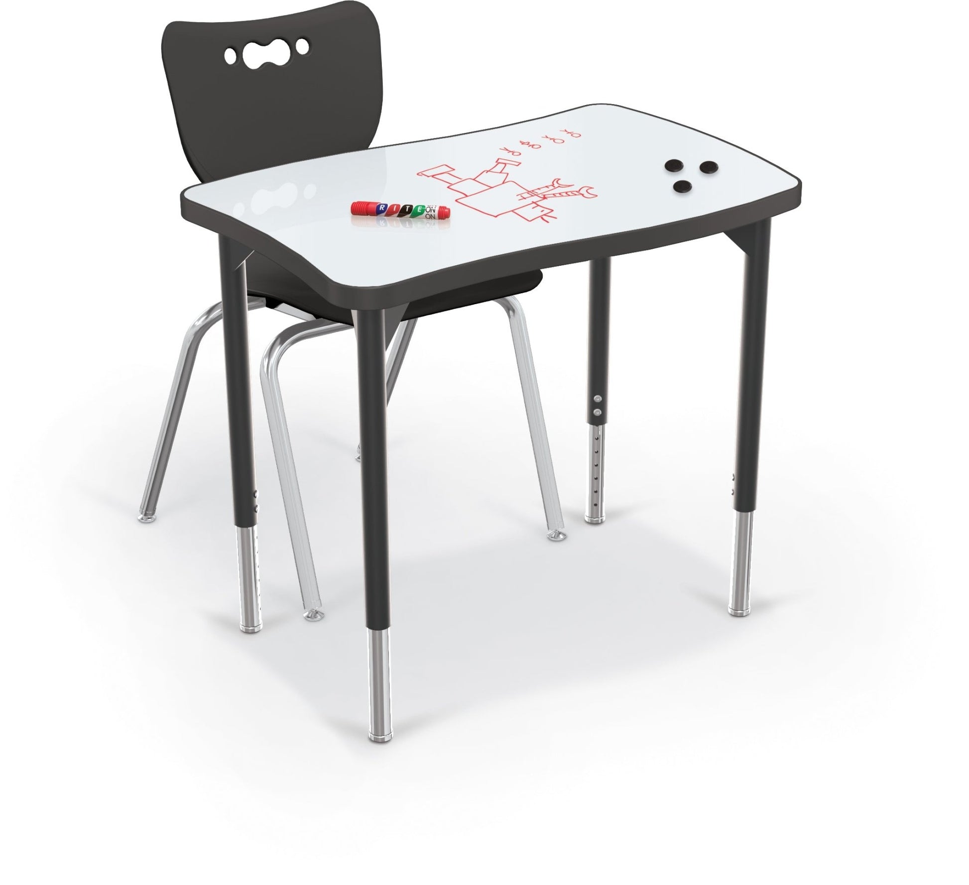 Hierarchy Creator Desk + Porcelain Top – Wavy Rectangle - SchoolOutlet
