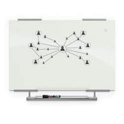Mooreco 3'W X 2'H - Visionary Magnetic Glass Dry Erase Whiteboard with Exo Tray System - Glossy White (Mooreco 83843-1X576)