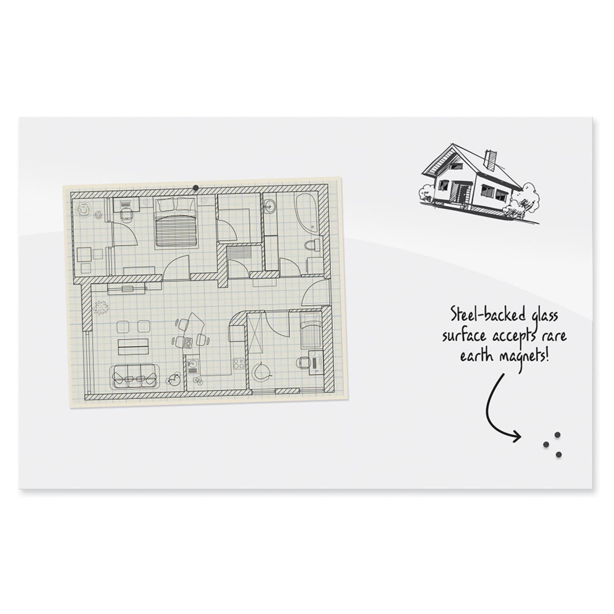 Mooreco InSight Low Iron Magnetic Glass Board - Gloss White - 4'H x 4'W (Mooreco 83911) - SchoolOutlet