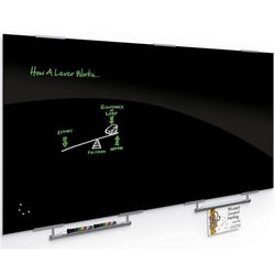 Mooreco 6'W X 4'H - Visionary Magnetic Glass Dry Erase Whiteboard with Exo Tray System - Black (Mooreco 84064-2X576)