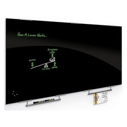 Mooreco 8'W X 4'H - Visionary Magnetic Glass Dry Erase Whiteboard with Exo Tray System - Black (Mooreco 84065-2X576)