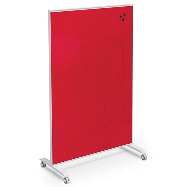 Mooreco Essentials Hierarchy Grow & Roll Mobile Magnetic Dry Erase Glass Board 4'H x 3'W - SchoolOutlet