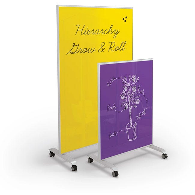 Mooreco Essentials Hierarchy Grow & Roll Mobile Magnetic Dry Erase Glass Board 4'H x 3'W - SchoolOutlet
