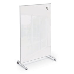 Mooreco Essentials Hierarchy Grow & Roll Mobile Magnetic Dry Erase Glass Board 4'H x 3'W