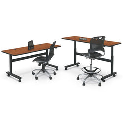 Mooreco Adjustable Height Flipper Table - Rectangle - 72"W × 24"D