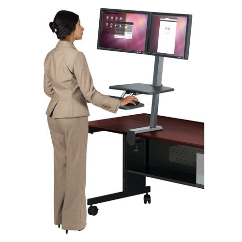 Mooreco Desk Mounted Sit/Stand Workstation - Dual Monitor (Mooreco 90531) - SchoolOutlet