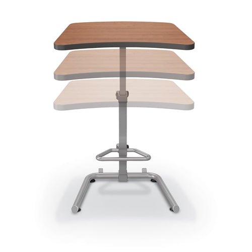 Mooreco Up-Rite Student Desk (Platinum) Curve Top, Adjustable Height, Platinum Frame (Mooreco 90533) - SchoolOutlet