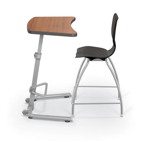 Mooreco Up-Rite Student Desk (Platinum) Curve Top, Adjustable Height, Platinum Frame (Mooreco 90533) - SchoolOutlet