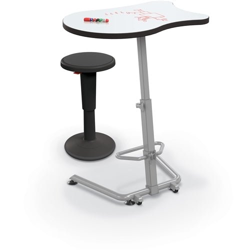 Mooreco Up-Rite Student Desk (Platinum) Fender Top, Adjustable Height, Platinum Frame (Mooreco 90533-F) - SchoolOutlet