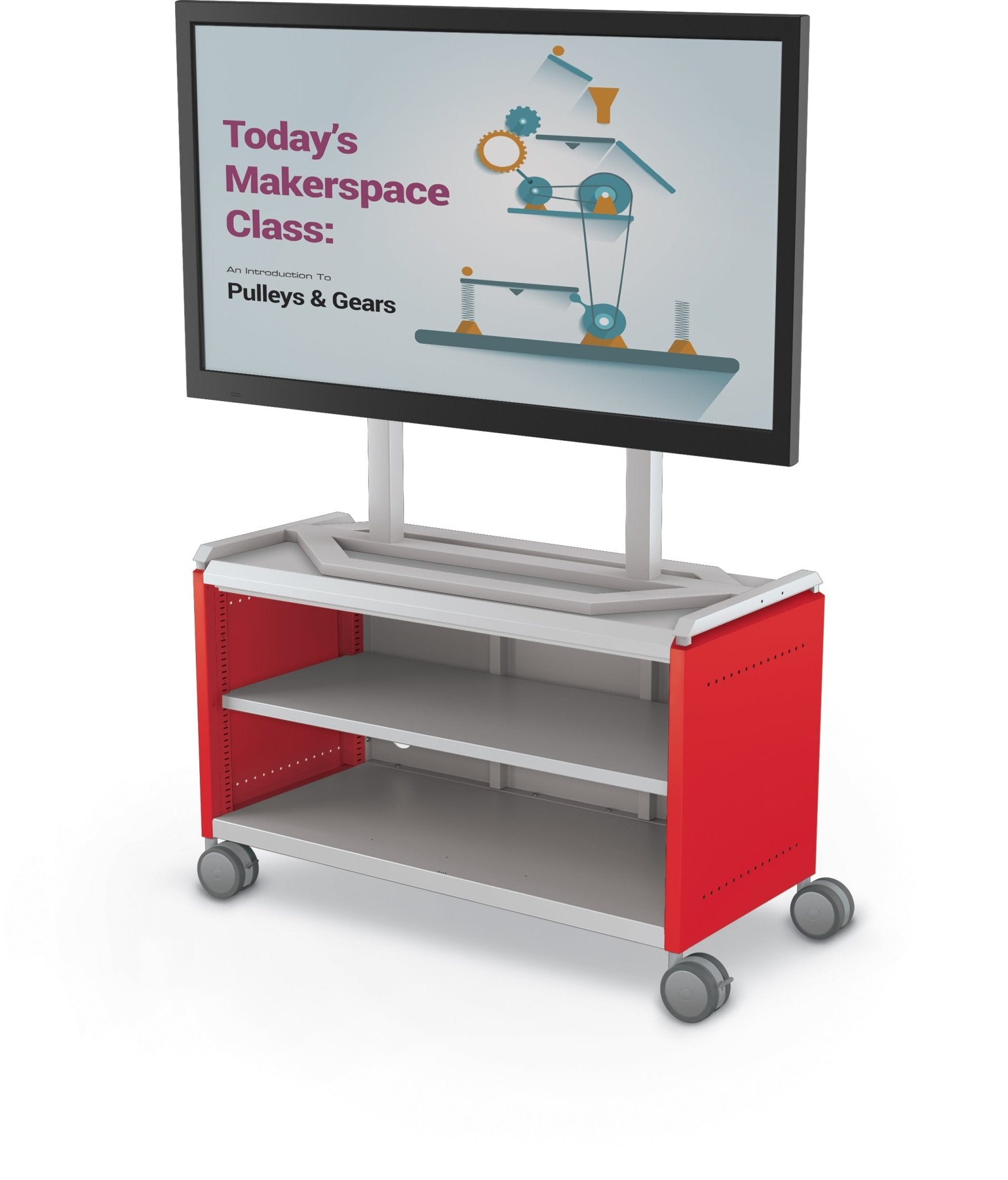 Mooreco Compass Cabinet Maxi H1 Standard Back and Side Panels, No Doors with Shelves, Casters and TV Mount (MOR-A3A1X1D1A0) - SchoolOutlet
