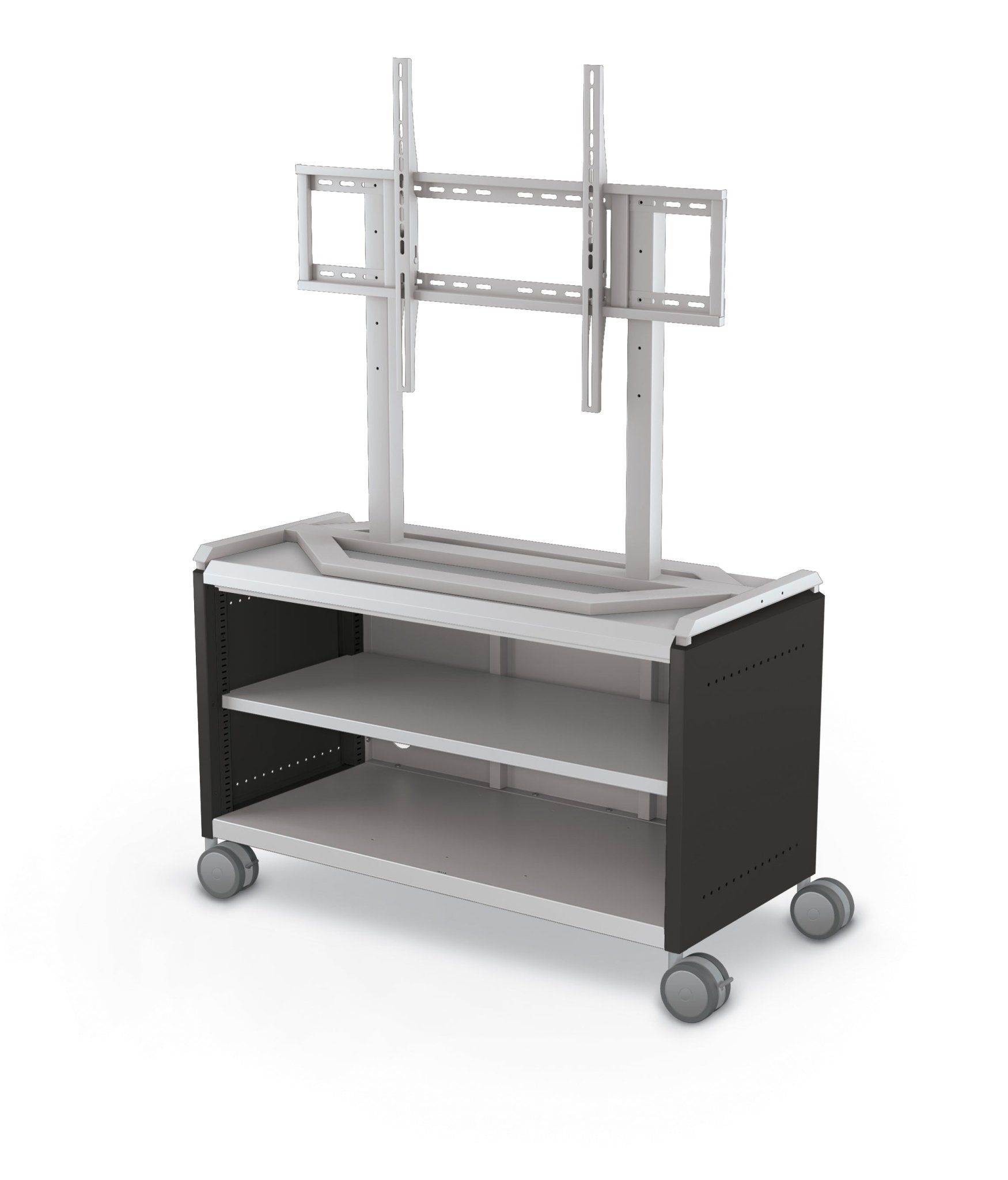 Mooreco Compass Cabinet Maxi H1 Standard Back and Side Panels, No Doors with Shelves, Casters and TV Mount (MOR-A3A1X1D1A0) - SchoolOutlet