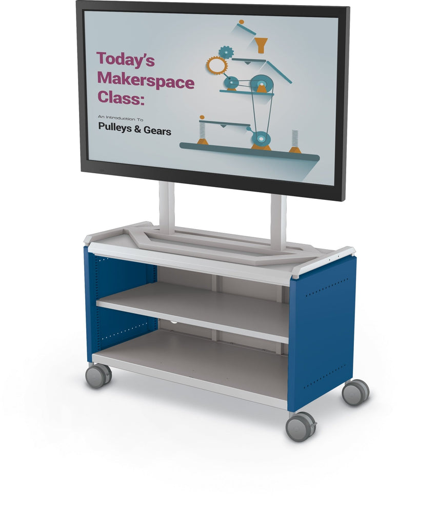 Mooreco Compass Cabinet Maxi H1 Standard Back and Side Panels, No Doors with Shelves, Casters and TV Mount (MOR-A3A1X1D1A0) - SchoolOutlet