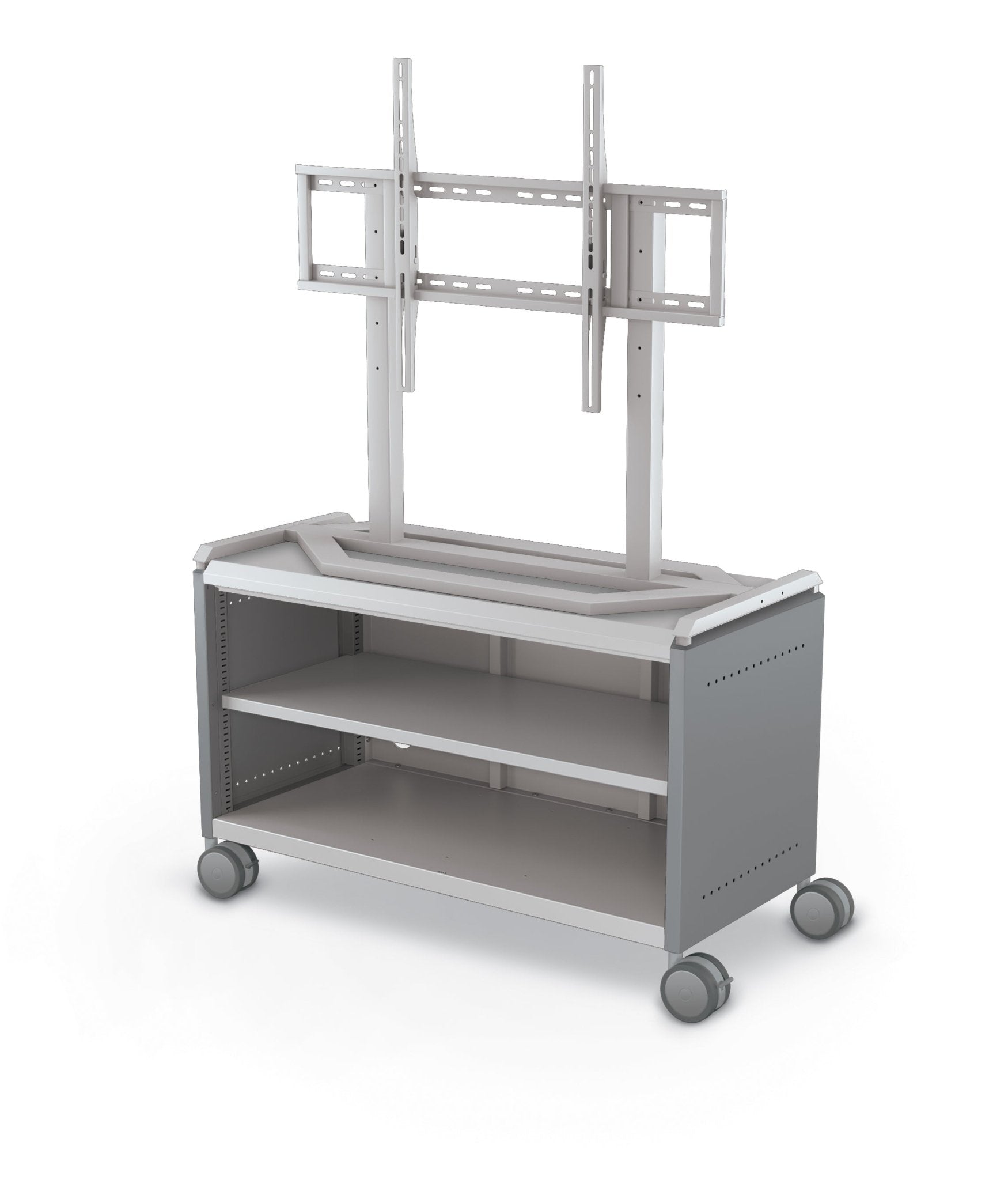 Mooreco Compass Cabinet Maxi H1 Standard Back and Side Panels, No Doors with Shelves, Casters and TV Mount (MOR-A3A1X1D1A0) - SchoolOutlet
