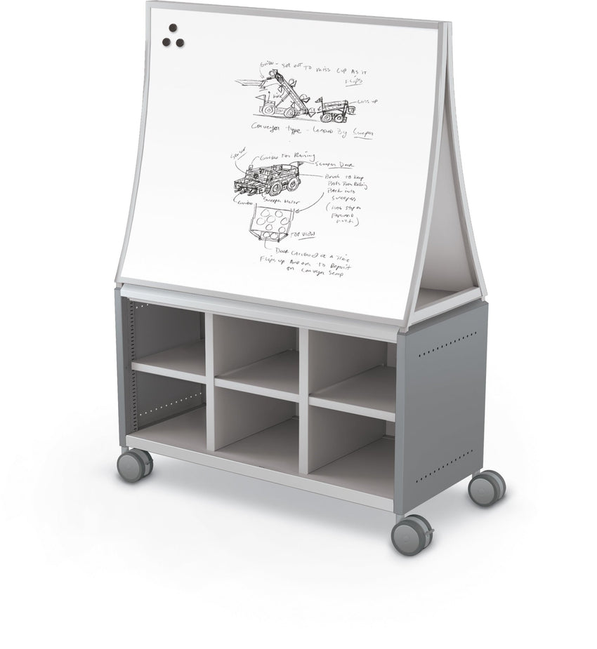 Mooreco Compass Cabinet Maxi H1 Standard Back Panel and Side Panels, No Doors with Cubbies, Casters and Ogee Board (MOR-A3A1X1E1B0) - SchoolOutlet