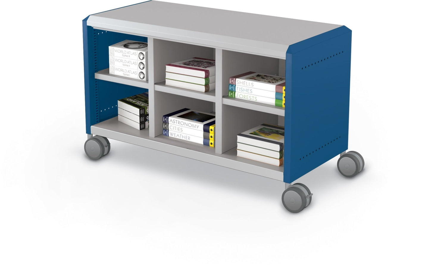 Mooreco Compass Cabinet Maxi H1 Standard Back and Side Panels, No Doors with Cubbies and Casters (MOR-A3A1X1E1X0) - SchoolOutlet
