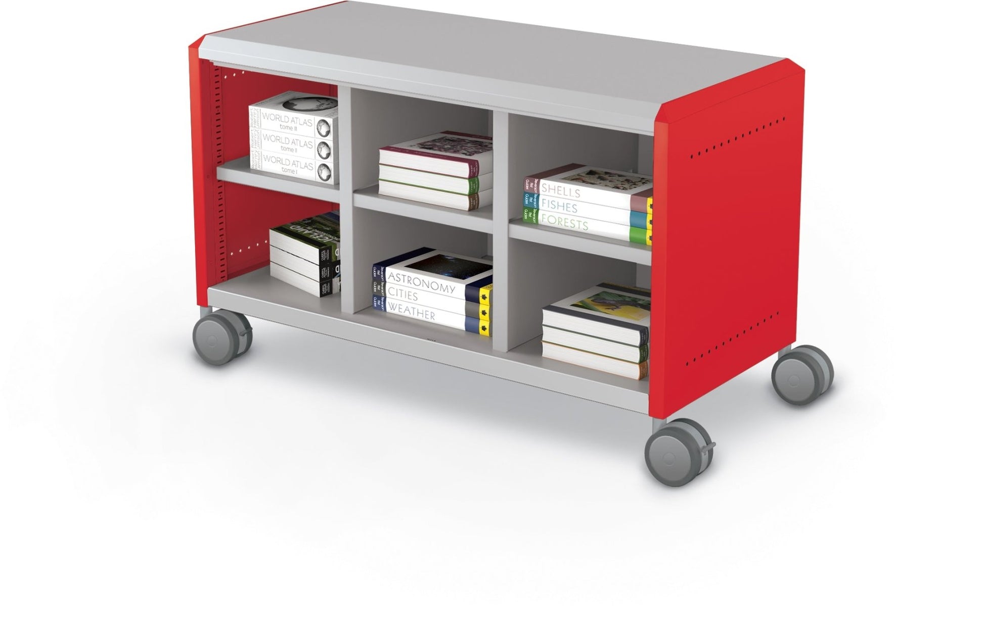 Mooreco Compass Cabinet Maxi H1 Standard Back and Side Panels, No Doors with Cubbies and Casters (MOR-A3A1X1E1X0) - SchoolOutlet