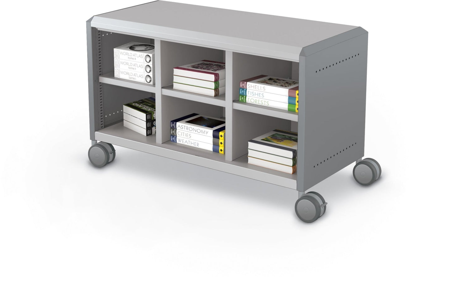 Mooreco Compass Cabinet Maxi H1 Standard Back and Side Panels, No Doors with Cubbies and Casters (MOR-A3A1X1E1X0) - SchoolOutlet