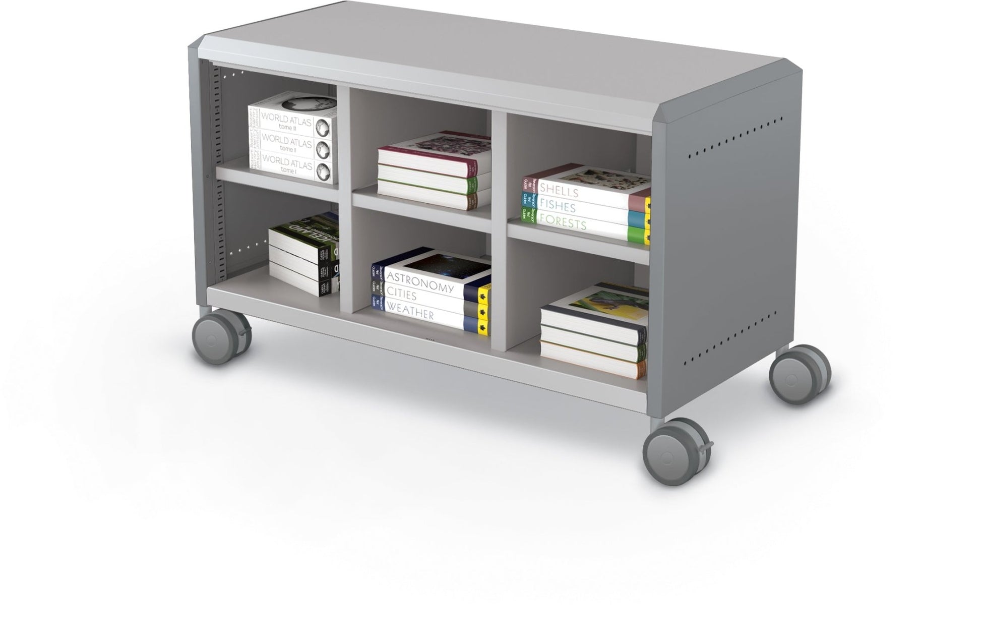 Mooreco Compass Cabinet Maxi H1 Standard Back and Side Panels, No Doors with Cubbies and Casters (MOR-A3A1X1E1X0) - SchoolOutlet