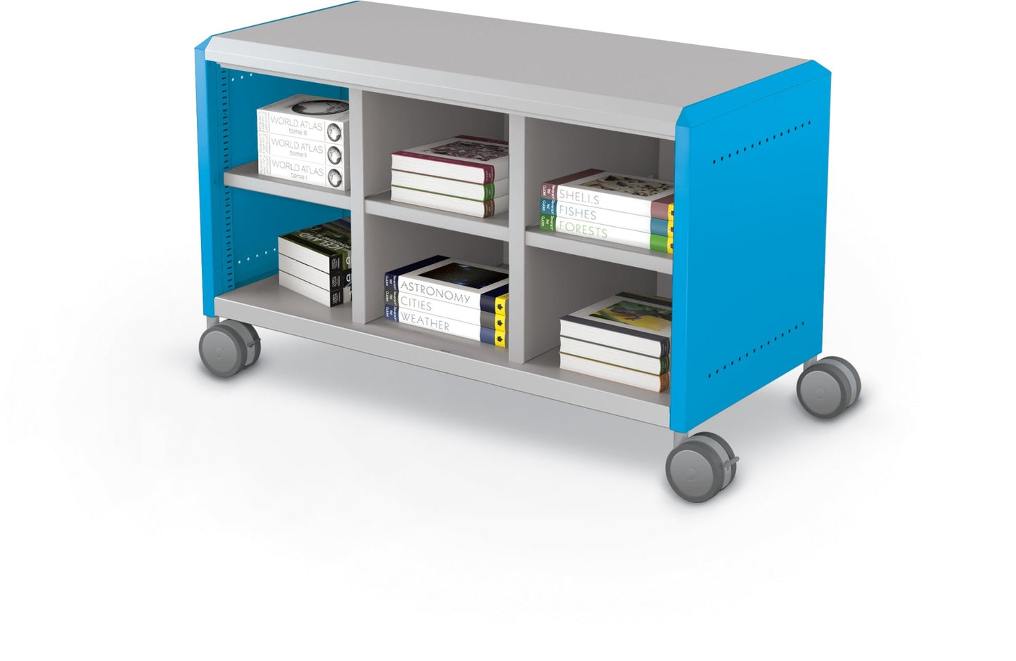 Mooreco Compass Cabinet Maxi H1 Standard Back and Side Panels, No Doors with Cubbies and Casters (MOR-A3A1X1E1X0) - SchoolOutlet