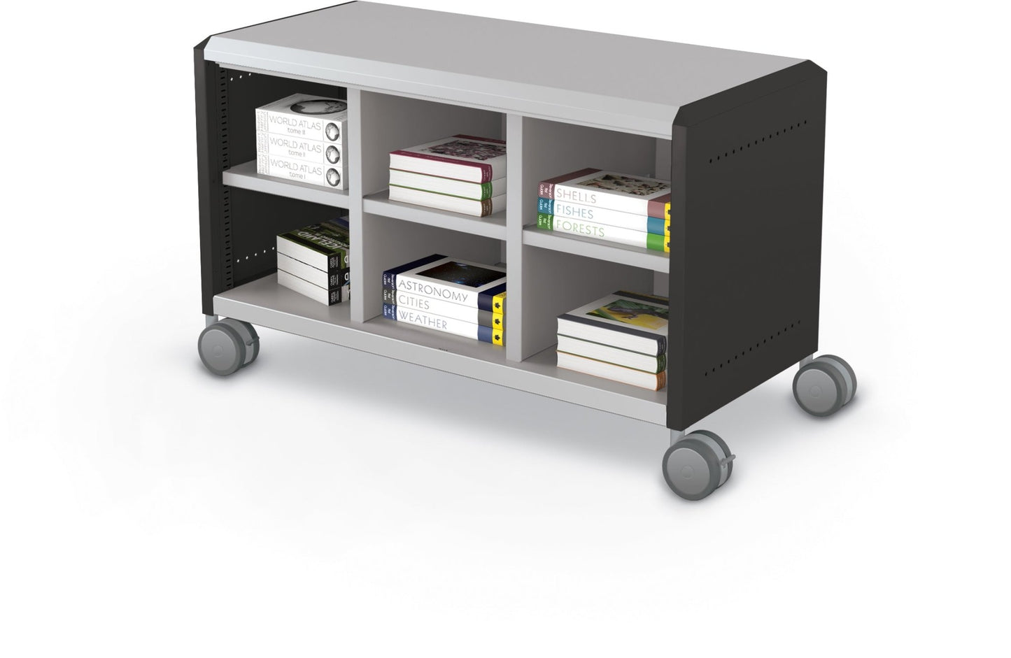 Mooreco Compass Cabinet Maxi H1 Standard Back and Side Panels, No Doors with Cubbies and Casters (MOR-A3A1X1E1X0) - SchoolOutlet