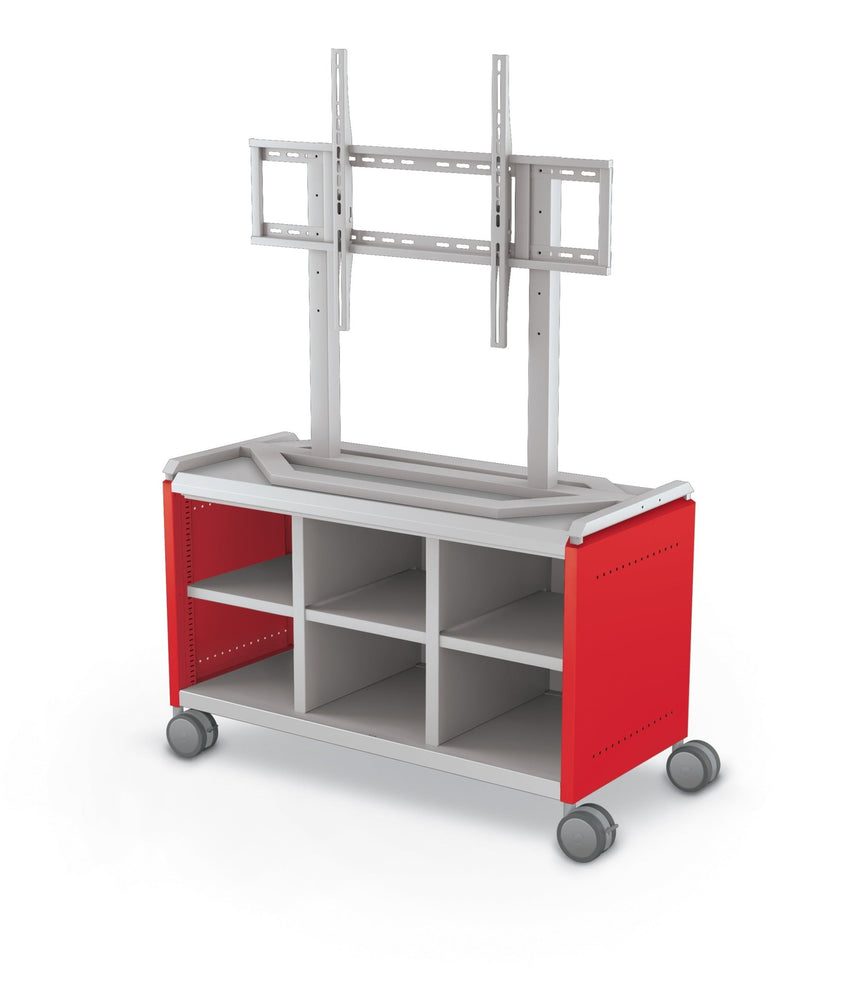 Mooreco Compass Cabinet Maxi H1 Standard Back and Side Panels, No Doors with Cubbies, Casters and TV Mount (MOR-A3A1X1E1A0) - SchoolOutlet
